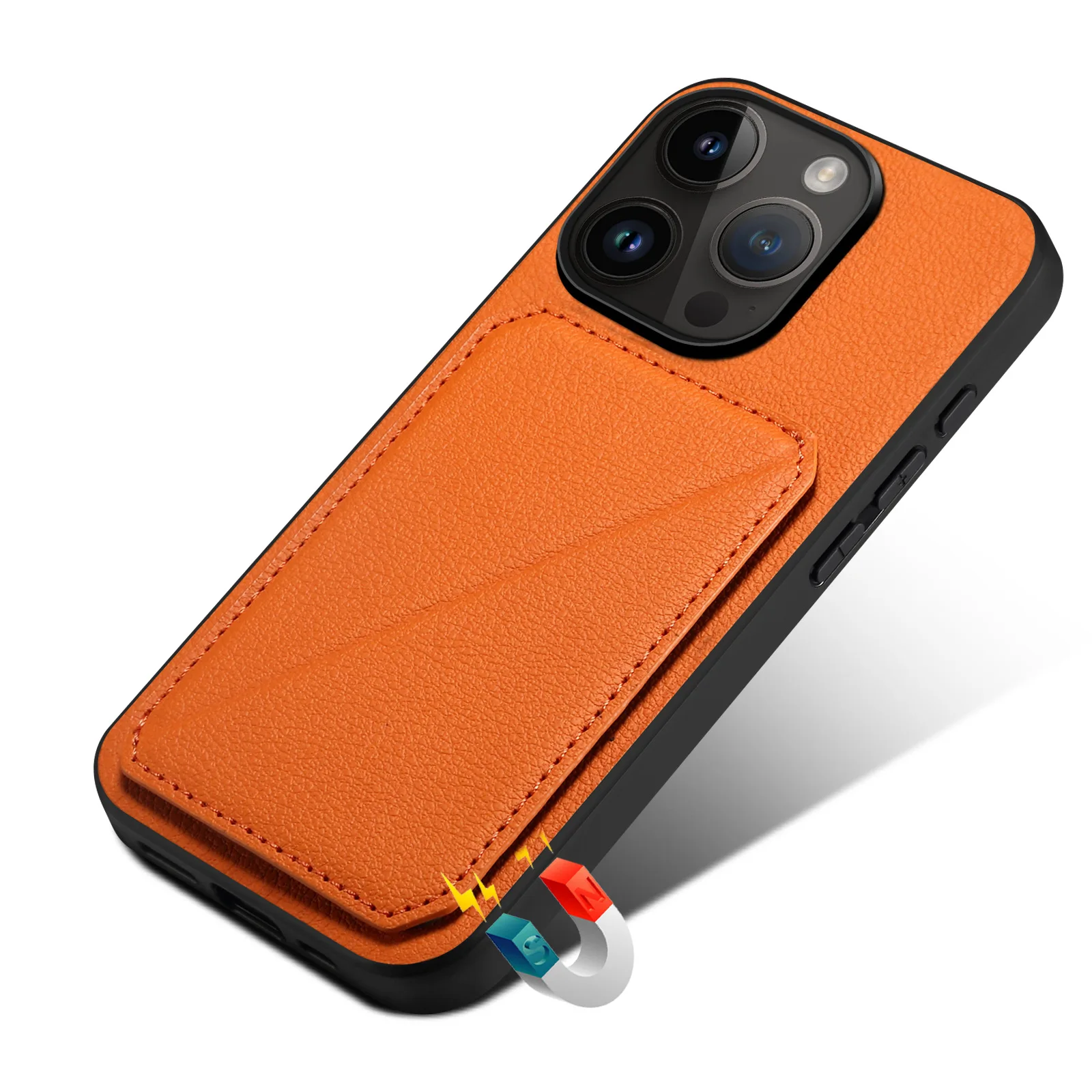 Veal Stripe Wallet Phone Case for iPhone 14 13 12 11 15 16 17 18 Pro Max 16 Plus 16E Leather Card Slots Stand Cover