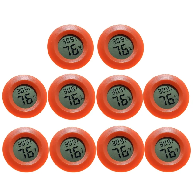 1-10 PCS Mini LCD Digital Thermometer Hygrometer Round Temperature Humidity Tester Sensor Detector For Freezer Cigar Box