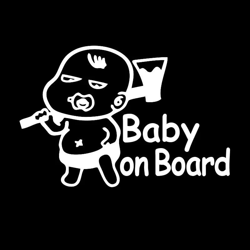 7.09x4.72inch Baby on Board Warning Car Sticker Decal | 2D Flat Cartoon Vinyl, Semi-matte, Self-adhesive, Suitable for Plastic S