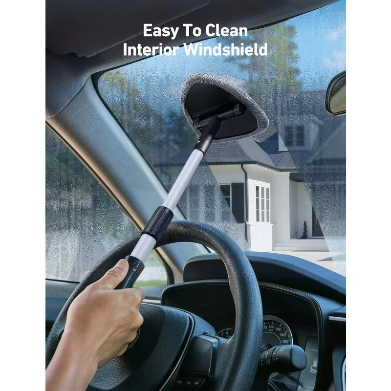 Car Windshield Cleaning Tool with Telescopic Extendable Handle, Wiper Kit for Auto Glass Cleaning