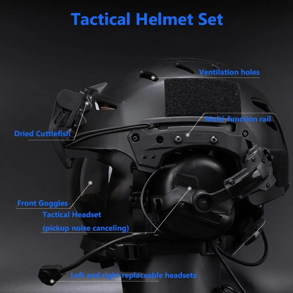 Military Tactical Helmet Set With High-End Communication Noise-Cancelling Headphones Windproof Lenses For Outdoor Hunting Battle - Image 4