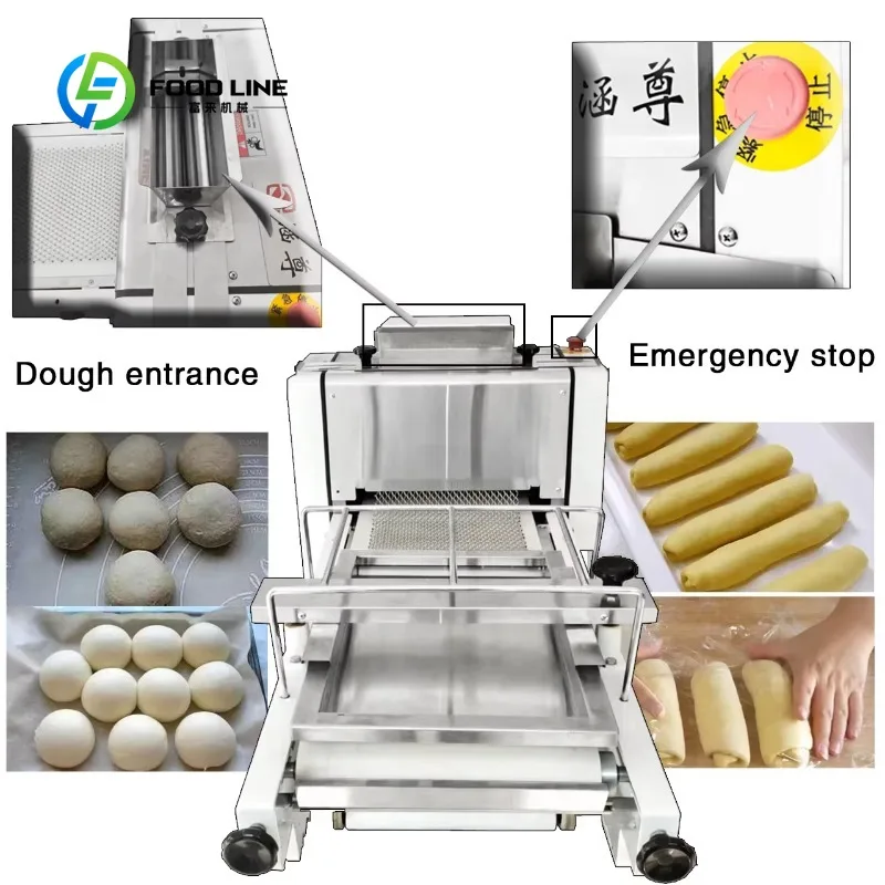 Custom New Automatic Dough Moulder, 304 Stainless Steel High Efficiency Large Capacity Bakery Equipment for Toast Bread Baking