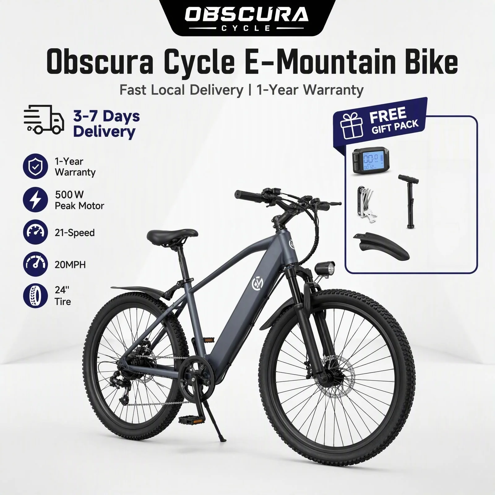 Adventure-Ready Mountain Ebike for Adults, 48V 10.4Ah Detachable Battery Supports Long Distance Trips, Front Suspension Fork Smoothes Rocky Paths, Solid Steel Frame with 330LBS Weight Capacity, Top Holiday Pick, Ideal for Off-Road Exploration