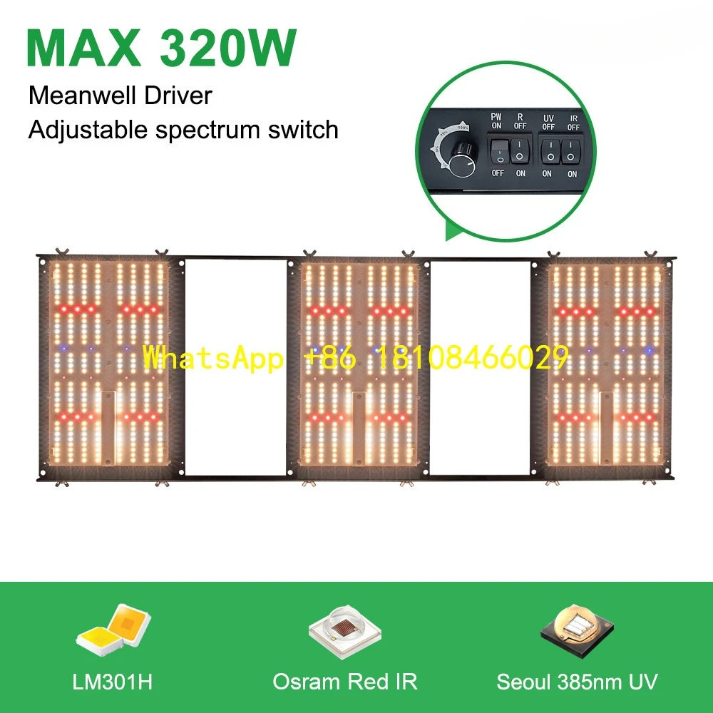 

Hydroponics 2X4 / 3x3ft Growing Lamp for Bloom Flowers Newest 320W Samsung LM301H Grow Light Deeper Penetration IR UV