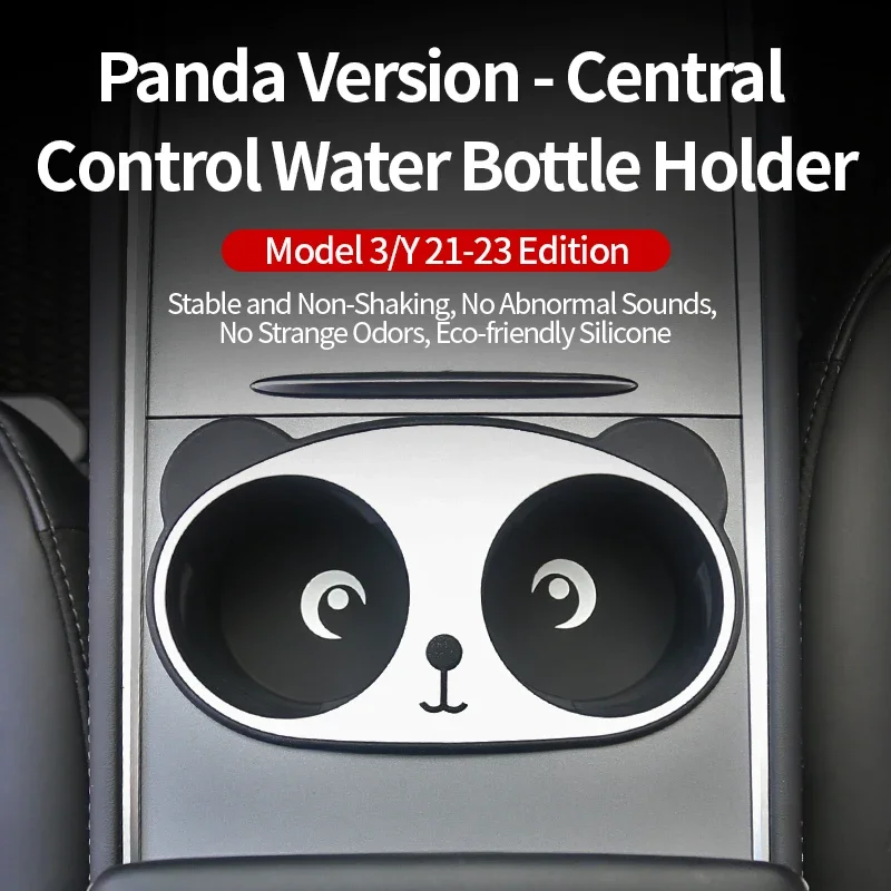 For Tesla Model 3 Y Cup Holder Central Control Drinks Holder Panda Pattern Water Cup Holder Car Interior Modeling Accessories