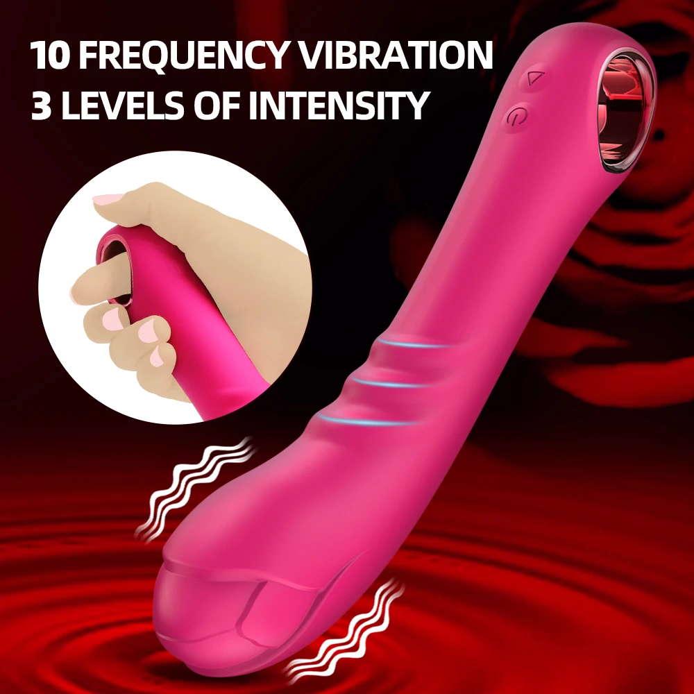10 Frequency Vibrating Rose Vibrator Dildo Massager Wand Clitoris Stimulator Penis Adult Women Vagina Massage Female Sex Toy view 2
