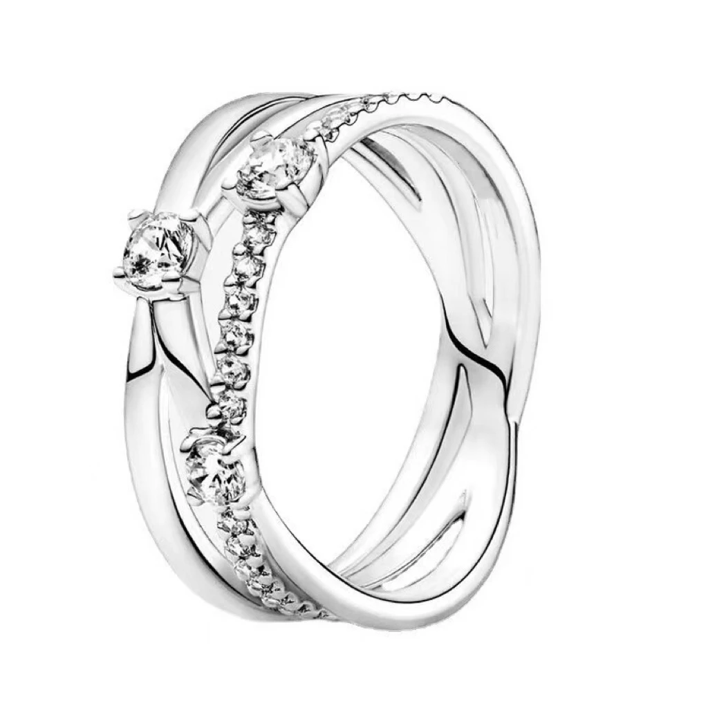 حقيقي 925% فضة تاج على شكل قلب زهرة الجناح الزركون تألق الزركون خاتم للنساء غرامة مجوهرات هدية الذكرى السنوية