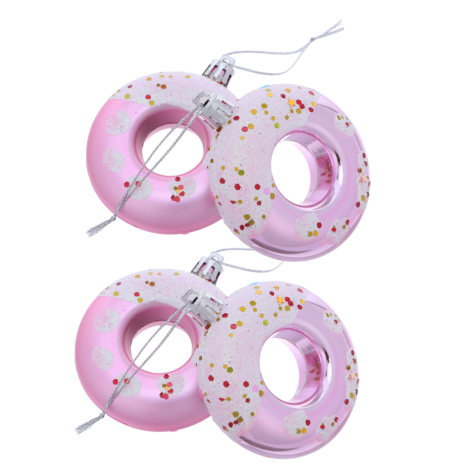 

4 Pcs Christmas Decorations Donut Pendant Dessert Ornaments Photography Props Fake Party Faux Hanging
