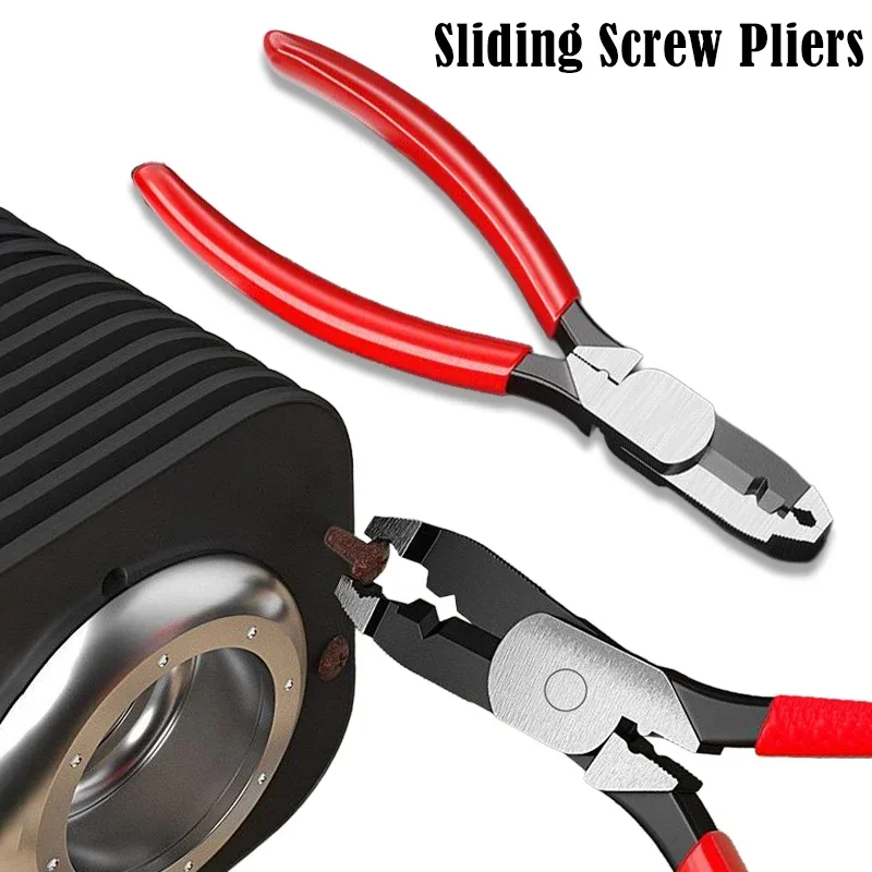 Slip-Tooth Screw Pliers Mutipurpose Needle Nose Pliers for Screwing Wire Stripping Cable Cutting Wire Splitting Fastener