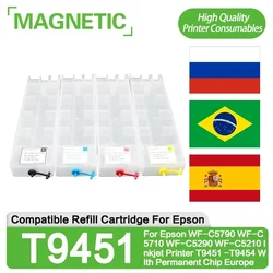 Refill Cartridge For Epson WF-C5790 WF-C5710 WF-C5290 WF-C5210 Inkjet Printer T9451 -T9454 With Permanent Chip Europe version