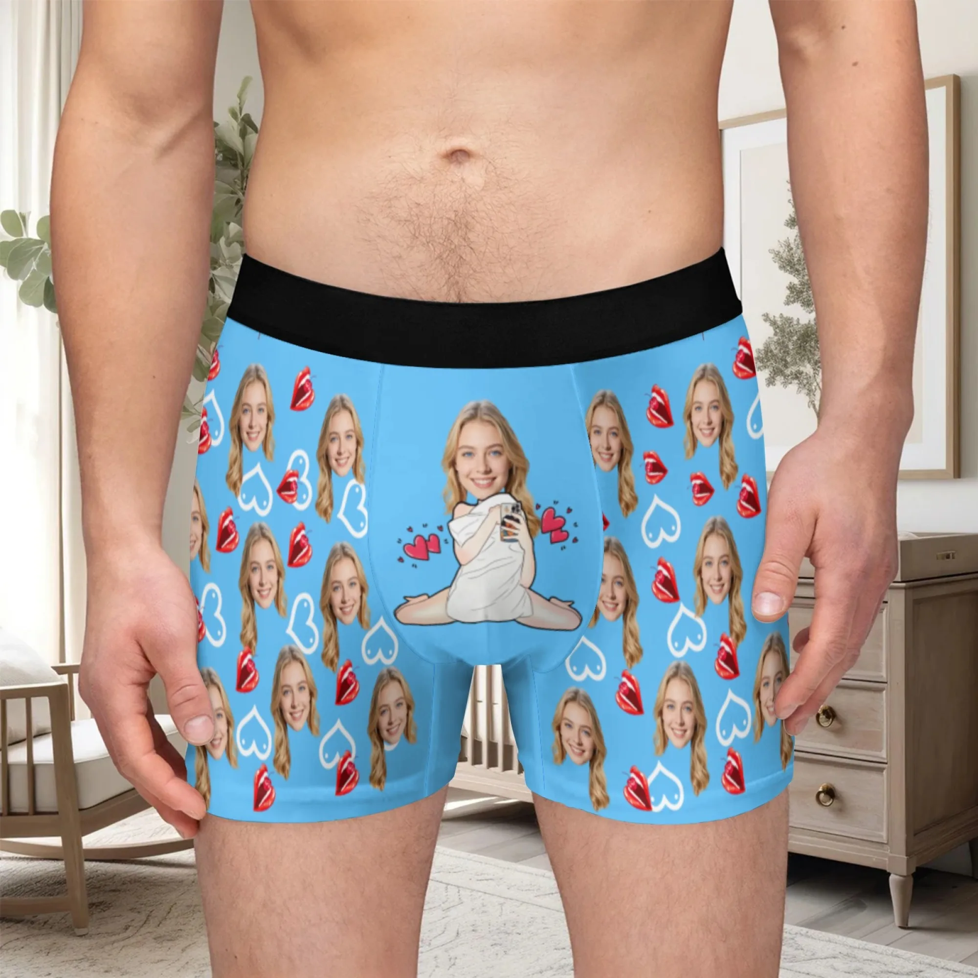 Personalized Face Photo Underwear Custom Heart Boxer Briefs Men Briefs Gift For Husband Anniversary Gift for Dad view 2