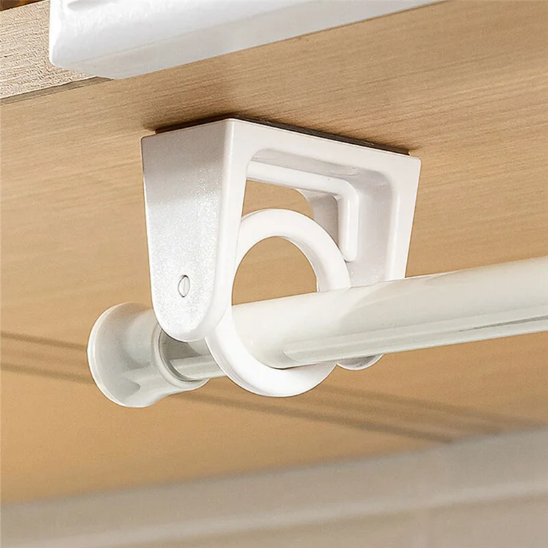 อุปกรณ์ยึดเสาแบบยืดหดได้ระดับพรีเมียม 360 °   Rotatable Pole Fixator ม่านอาบน้ํา Rod Bracket สําหรับไม่เจาะตะขอกาวที่แข็งแกร่ง T