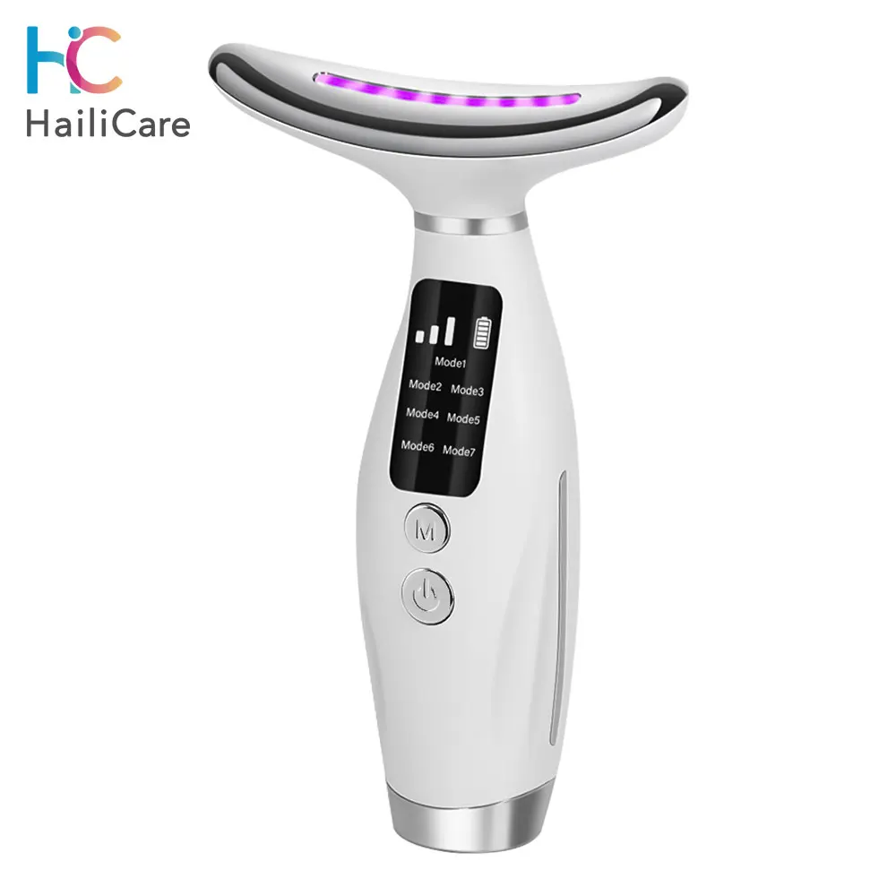 7 Colors LED Neck Beauty Device Facial Lifting Face Skincare Instrument Double Chin Removing Wrinkle Face Vibrate Massager