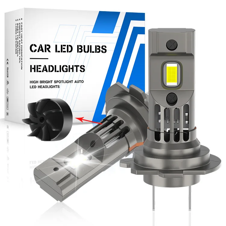 New car LED headlights with fan 1:1 design in-line headlights Mini H7 model car modification