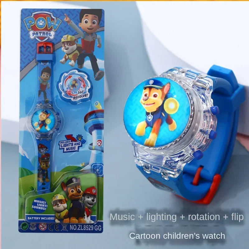 Paw Patrol Chase Children Cartoon Digital Electronic Boys Flash Glow Up Light Colourful Birthday Party Gifts Music Watches Clock