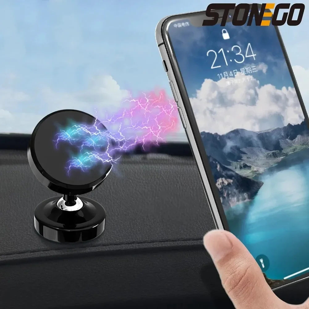 Mini Magnetic Car Phone Holder 360 Degree Rotation Magnetic Holder Navigation Stand Strong Adsorption Mobile Phone Mount