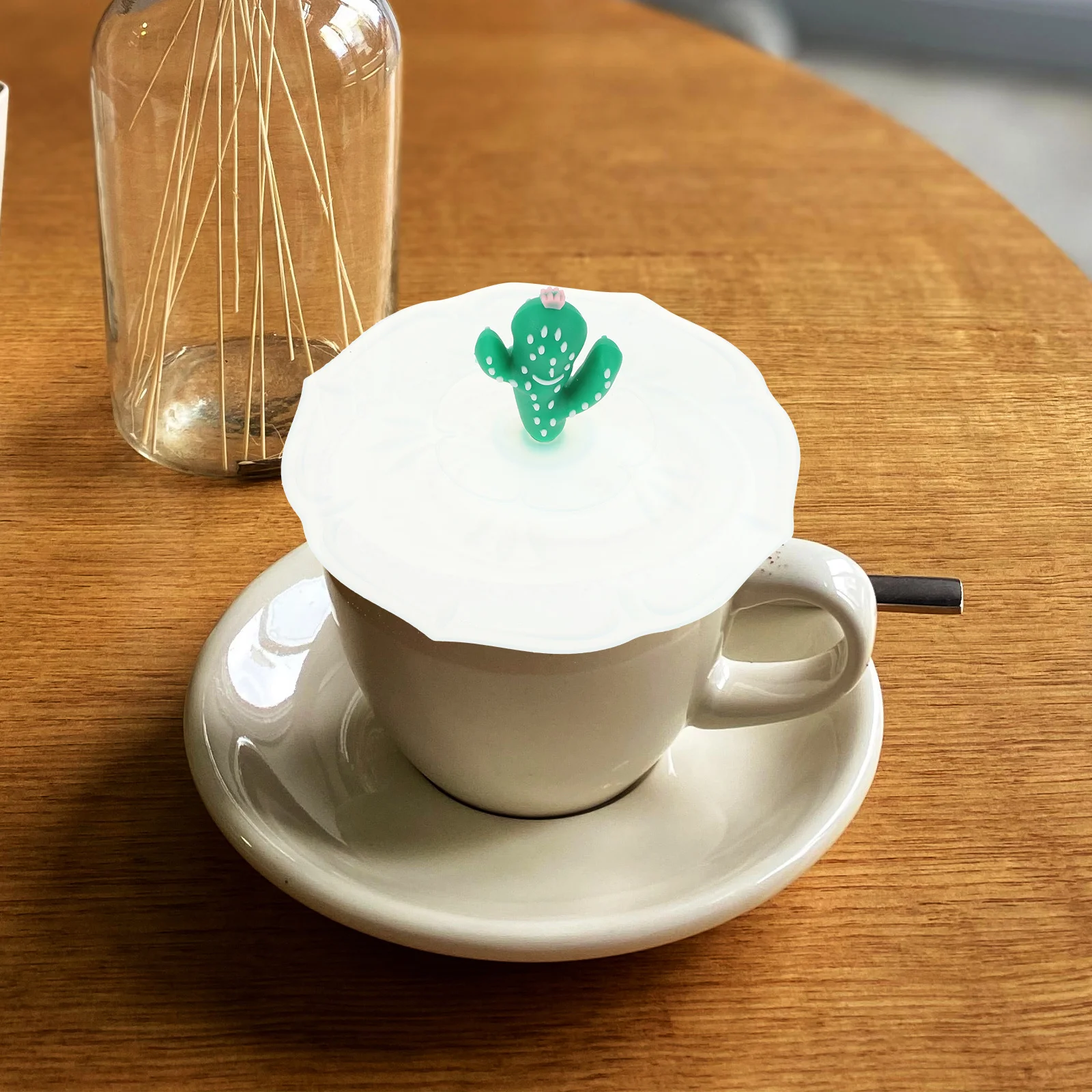 

3Pcs Silicone Cup Lids Cartoon Design Sealed Leakproof Mug Cover for Coffee Tea Keep Warm Anti-Dust Drink Lid Set Green Plum Red