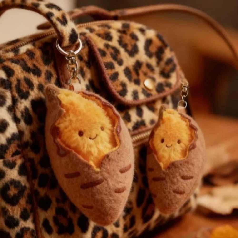 Cute Roasted Sweet Potato Plush Doll Keychain Bag Ornament Exquisite Fun Creative Couple Student School Bag Decoration Gift