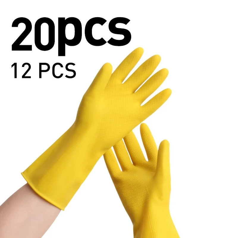 Thickened Latex Dishwashing Gloves | Bright yellow, reusable, soft and durable for homes, restaurants and businesses