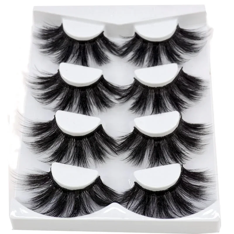 AMSDCN 4 pairs of natural mink eyelashes 25mm handmade eyelash extension natural 3D false eyelash makeup mink eyelash extension - view 6