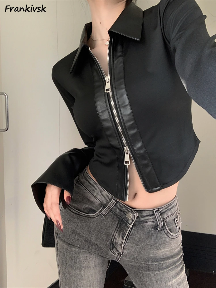 

Cropped Jackets Women Slim Midriff-baring American Style High Street RetroTurn-down Collar Advanced Hotsweet Solid Spring Trendy