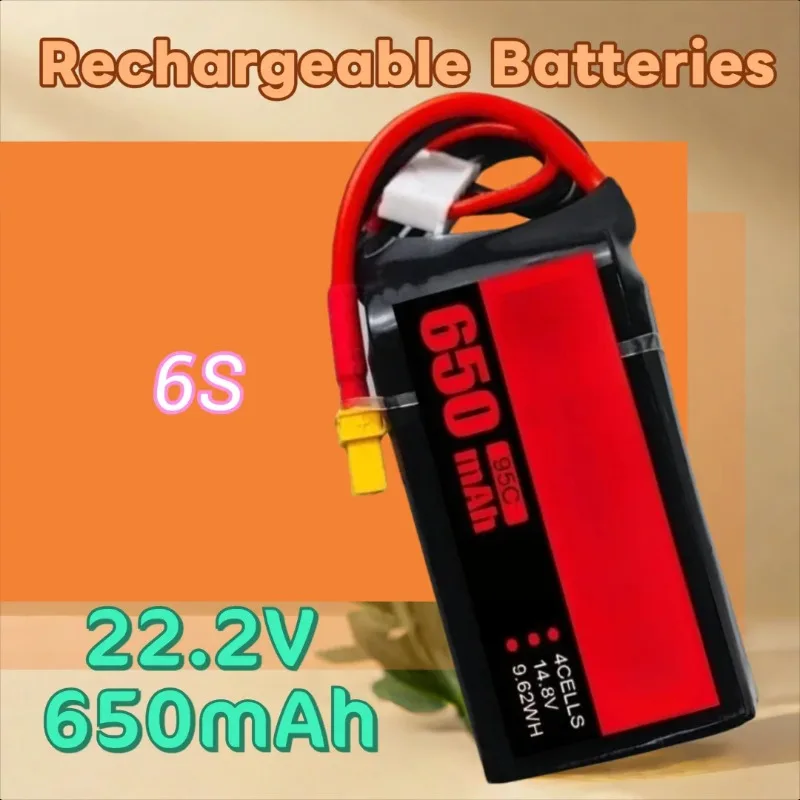 

XT30 22.2V 650mAh 6S 95C LiPo Battery for RC Quadcopter Helicopter FPV Racing Drone Rechargeable Battery
