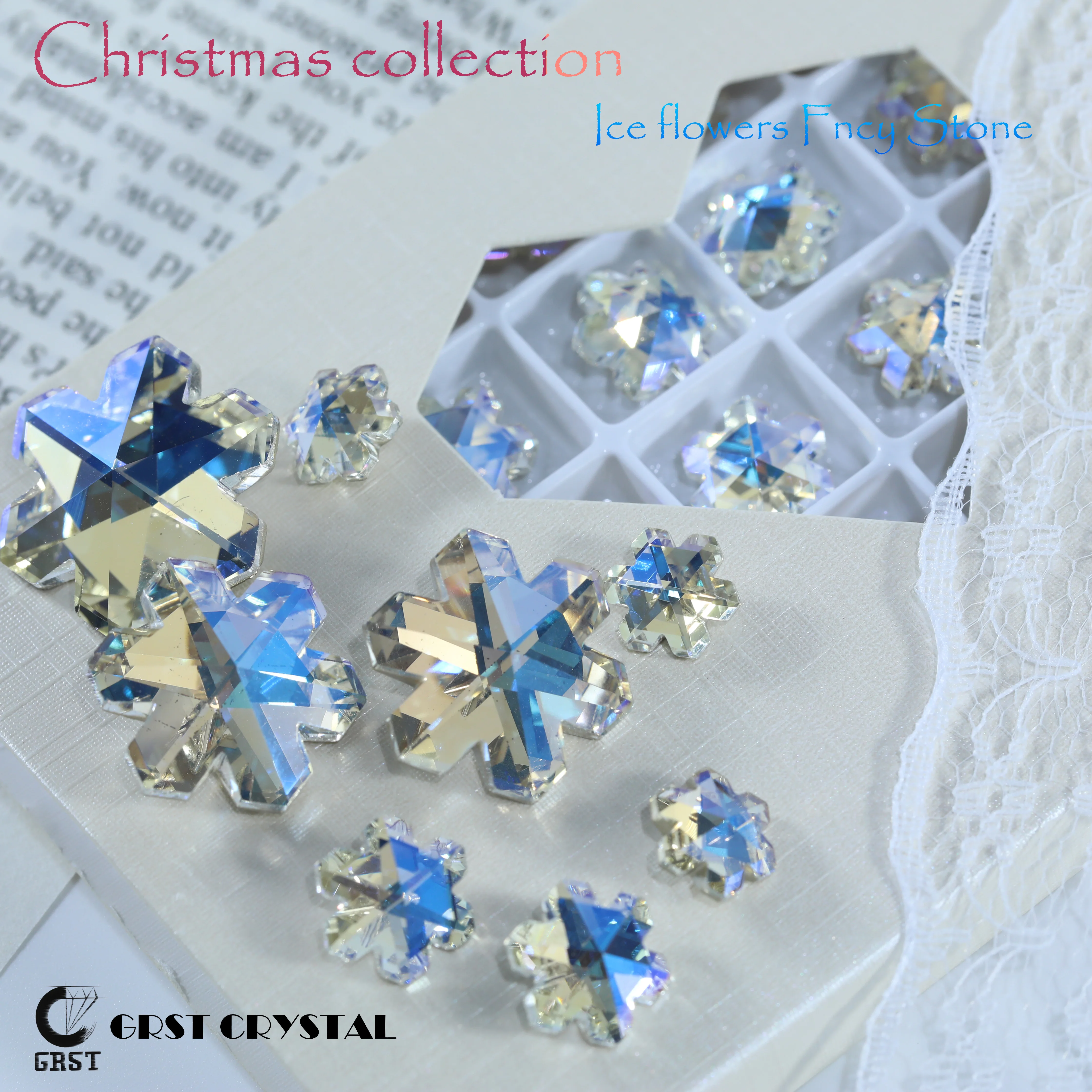 Glänzende Weihnachtskollektion Strasssteine Eisblumen Fancy Stone Kristall für DIY-Bastelarbeiten Haarschmuck Nagelkunst Taschen Hochzeitskleid – Detail 1