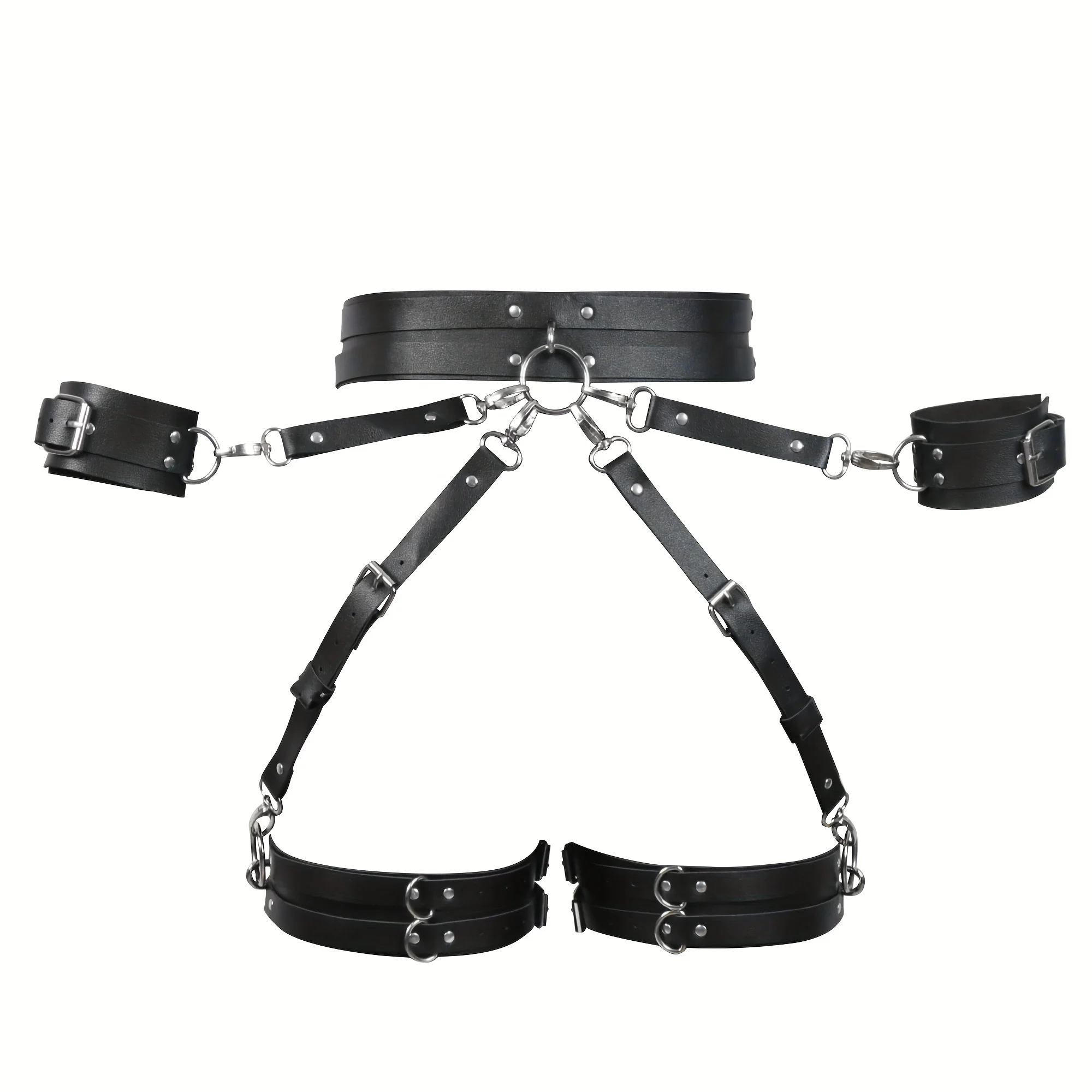 Women Sexy Thigh Garter Belt Handcuffs Set Leather Lingerie Bdsm Bondage Leg Harness Gothic Fetish Clothing Exotic Accessorie