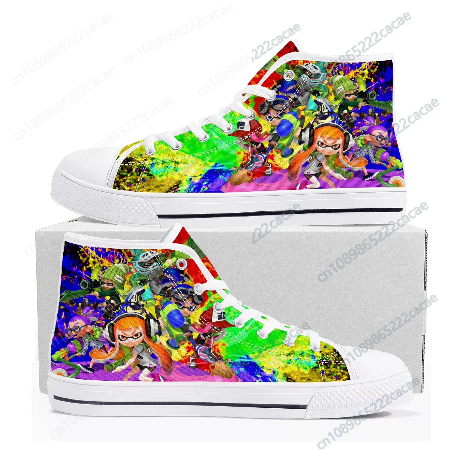 

Splatoons Game Cartoon High Top Sneakers High Quality Mens Womens Teenager Canvas Sneaker Casual Couple Shoes Custom Shoe