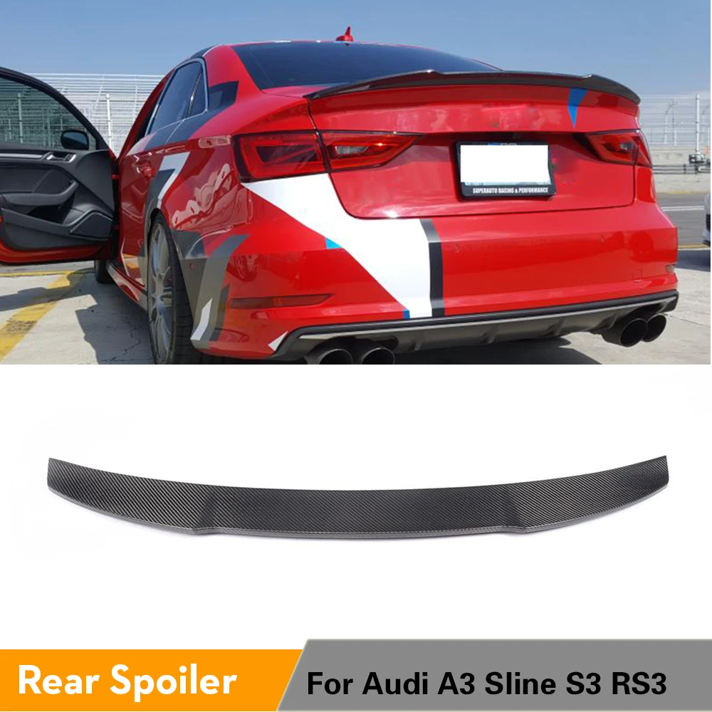 

Rear Trunk Spoiler Wing For Audi A3 S3 Sline RS3 Sedan 2013 - 2019 Car Trunk Boot Lip Spoiler Real Carbon Fiber / FRP