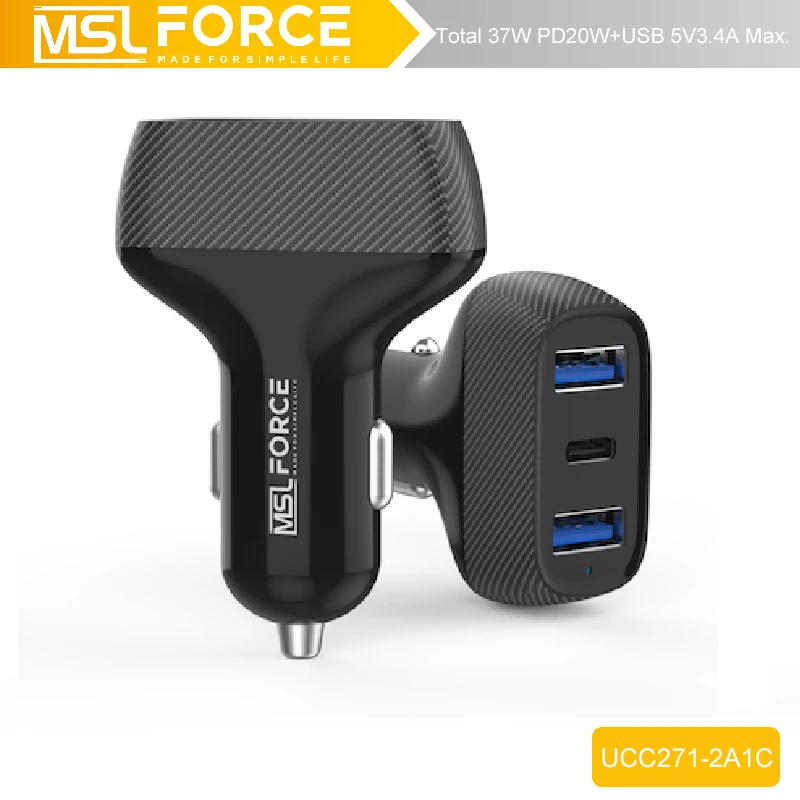 Автомобильное зарядное устройство для iPhone, Xiaomi, PD20W, USB A, 5 В, а, 2 порта USB A, 5 В, а