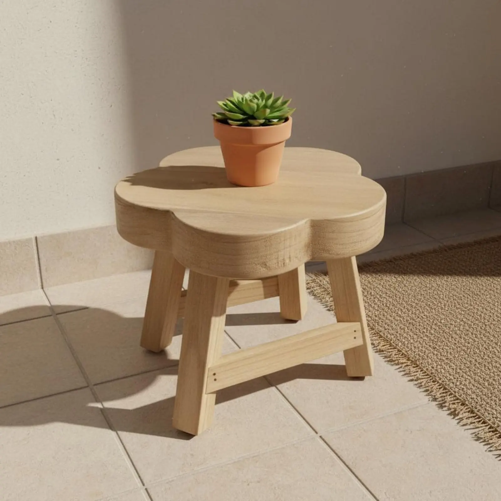 Succulent Display Stand Multi-Use Stool Plant Holder Wood Heart Plant Stand Rustic Design Home Furniture Space Saving for Garden