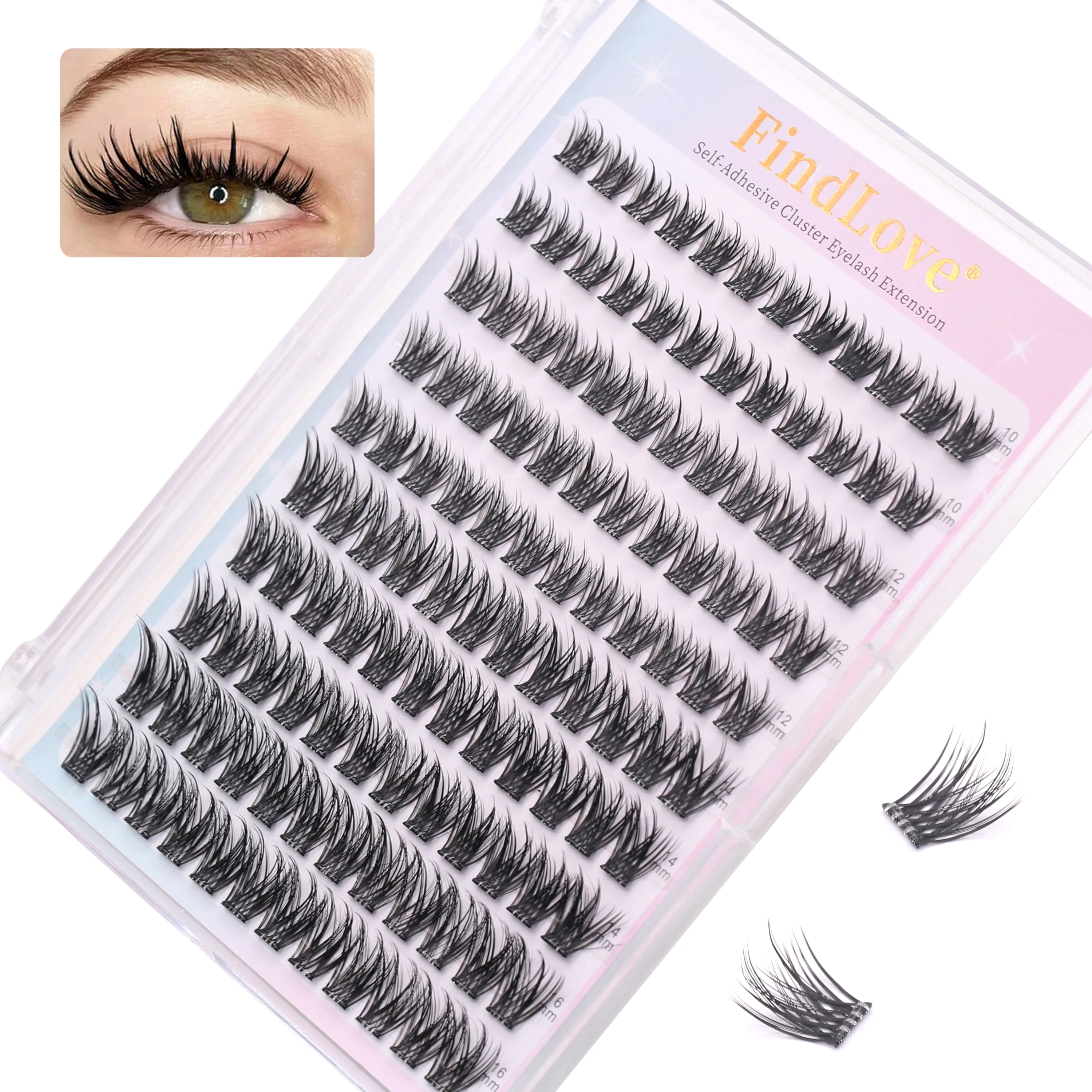 ขนตาปลอมแบบติดเองคุณภาพสูง ยอดนิยม ใช้ซ้ำได้ 3-4 ครั้ง ทำมือ ความจุเยอะ งอน C ผสม ขยายขนาด ตาสองชั้น