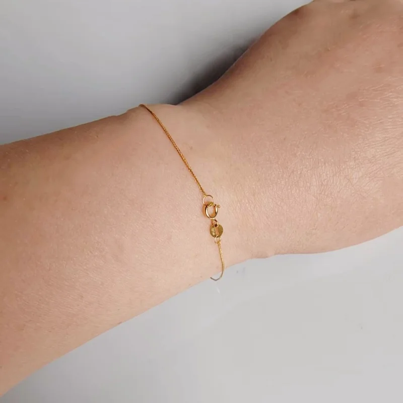 SMILE Real 18K gold Chopin bracelet pure AU750 gold foot chain bracelet women\'s boutique jewelry gift B0039