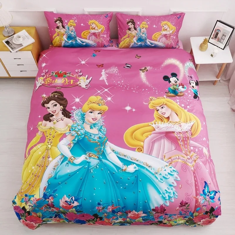 Hot Sale Disney Frozen 3D Bed Linen,Elsa Princess Pink Bedding Set,Cartoon Bed Linen,Girls Duvet Cover and Pillowcase