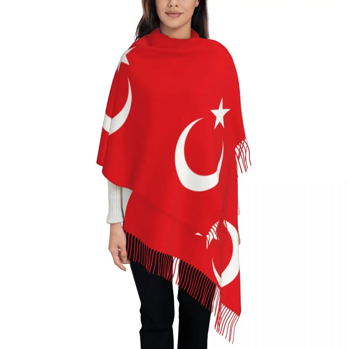 TUR TR The Republic Of Turkey Shawl Wrap Womens Winter Long Soft Scarf Pashmina Tassel Scarves