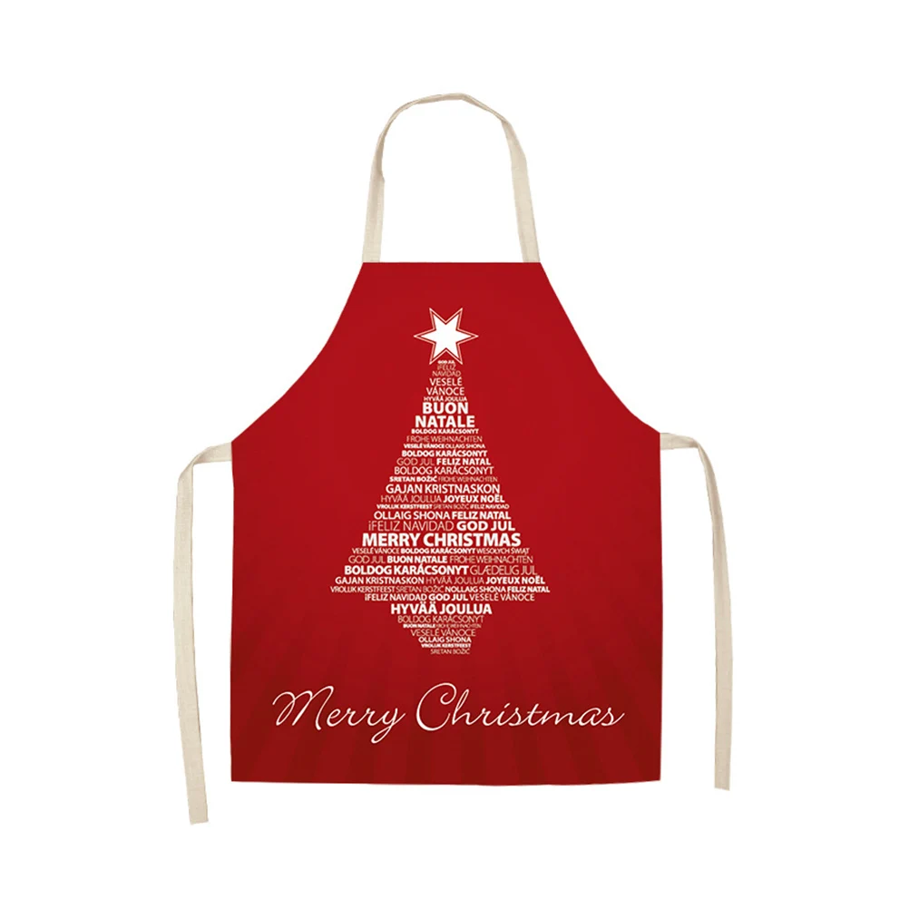 66x47cm Kitchen Household Adult Stain Resistant Apron Merry Christmas Sleeveless  Tree Overalls