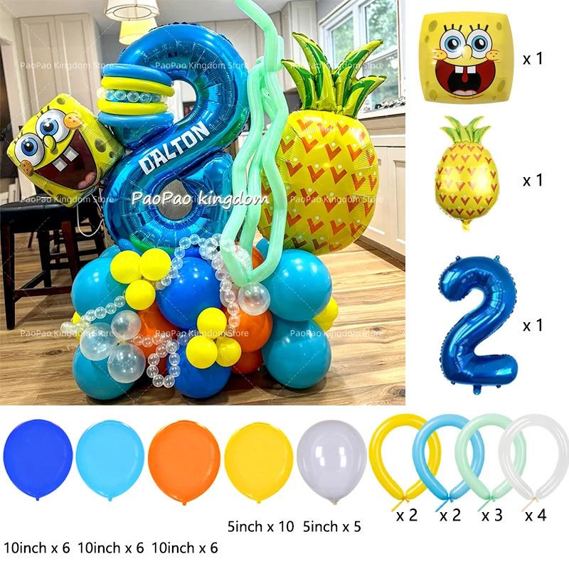 Cartoon SpongeBob Party Balloon Kit Kids Cartoon Birthday Party Decor Supplies SpongeBob Ball Foil Balloons view 3