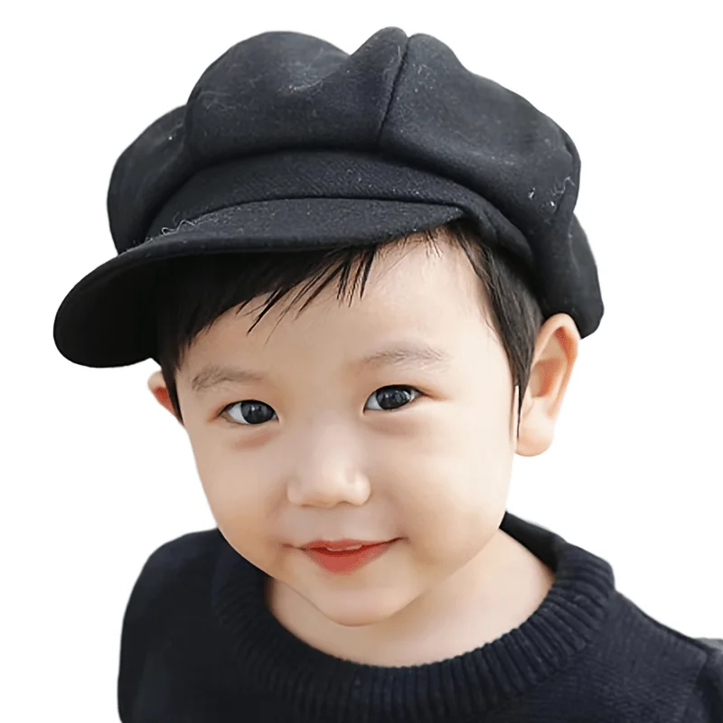 Solid Color  Toddler Kids Autumn Winter Beret Hat Caps Baby  Boys Girls Newsboy Artist Octagonal  Cap