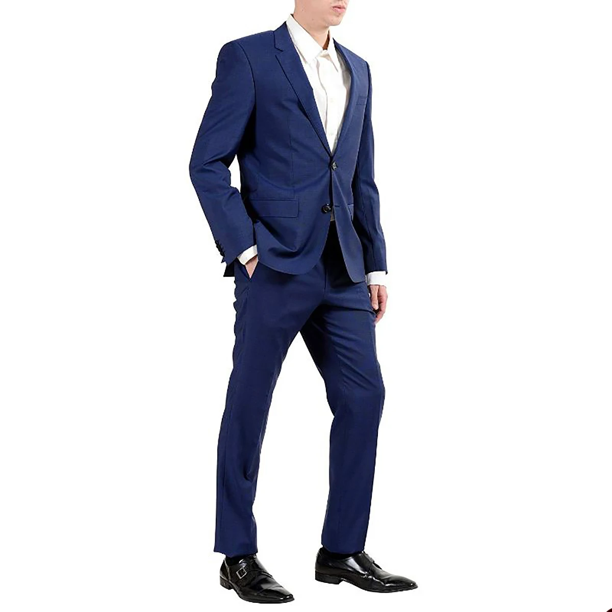 Traje clásico de esmoquin para hombre, traje de color azul oscuro con solapa con muescas, Blazer personalizado de un solo pecho, pantalones de negocios formales a medida, 2 piezas