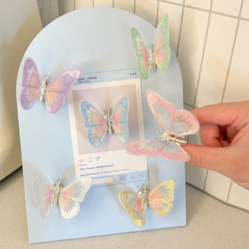 Butterfly Shape Fridge Magnet Sticker, Cute Hollow Lace Wing Aesthetic Decor, for Perforated Board & Home Kitchen Layout Prop