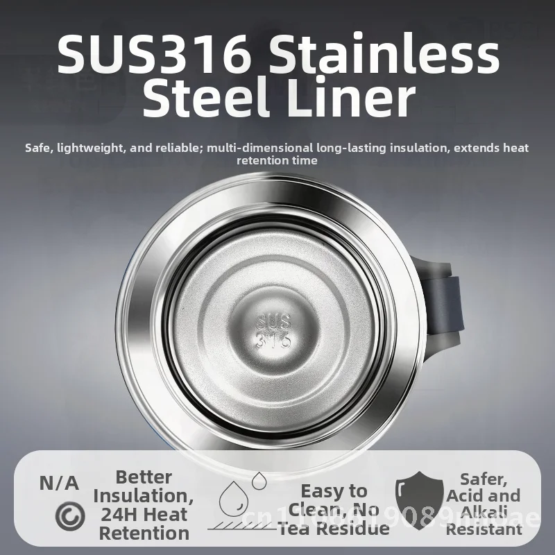 

316 Stainless Steel Thermos Cup - 24hr Long-Lasting Insulated Tea Kettle Wear-Resistant Anti-Scratch Rope Handle Available in