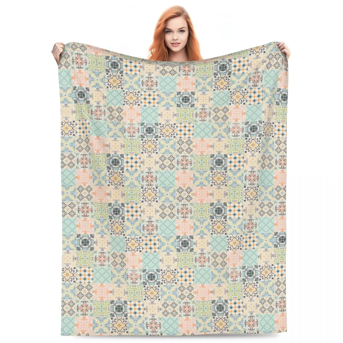 Custom Bohemian Wallpaper Blankets Warm Flannel Throw Blanket for Home Bedroom Sofa