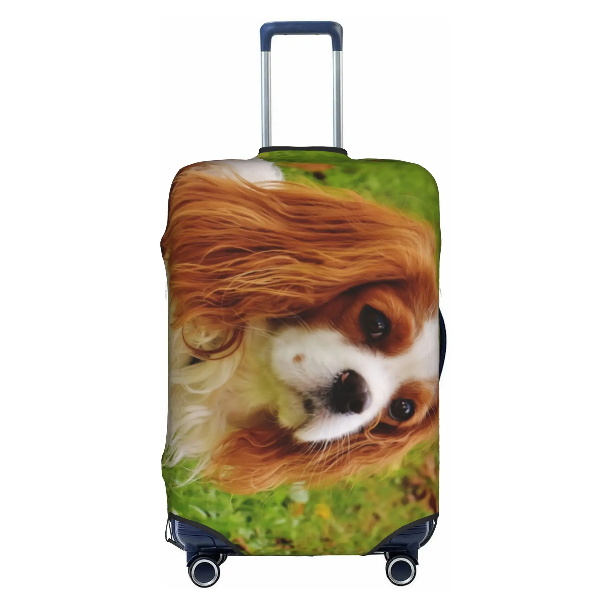 Custom Cavalier King Charles Spaniel Luggage Cover Elastic  Travel Suitcase Protective Covers Fits 18-32 Inch