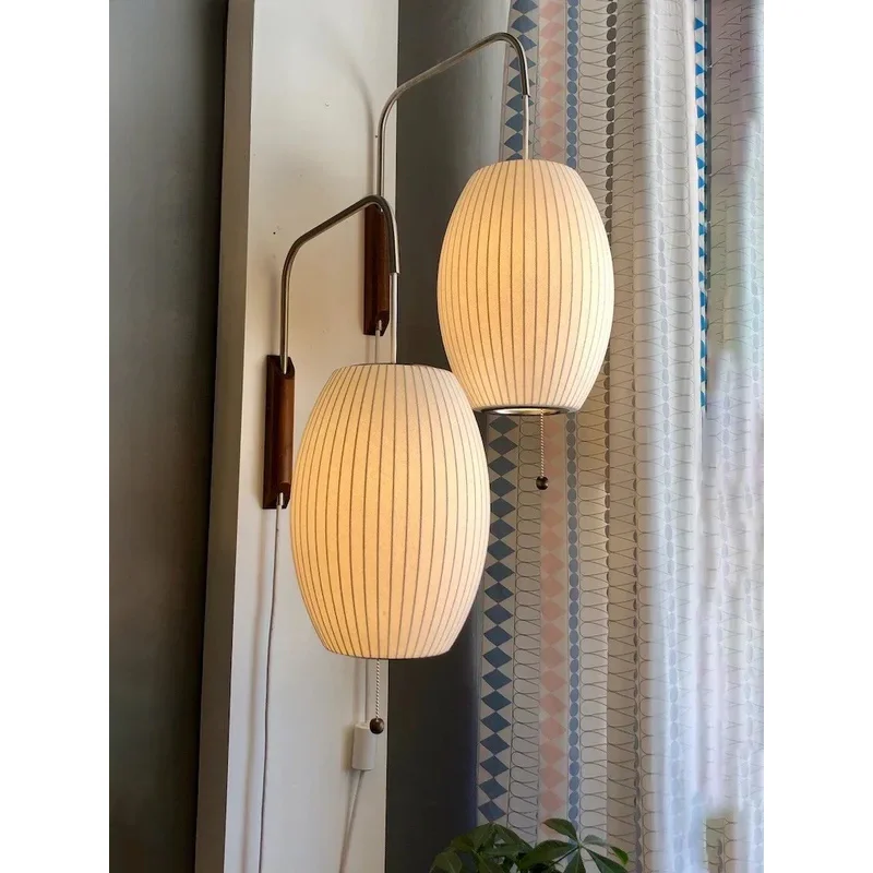 Swing Arm Plug In Wall Sconce Vertical Striped Fabric Shade Wall Lamp Bedroom Reading Indoor Decor Light