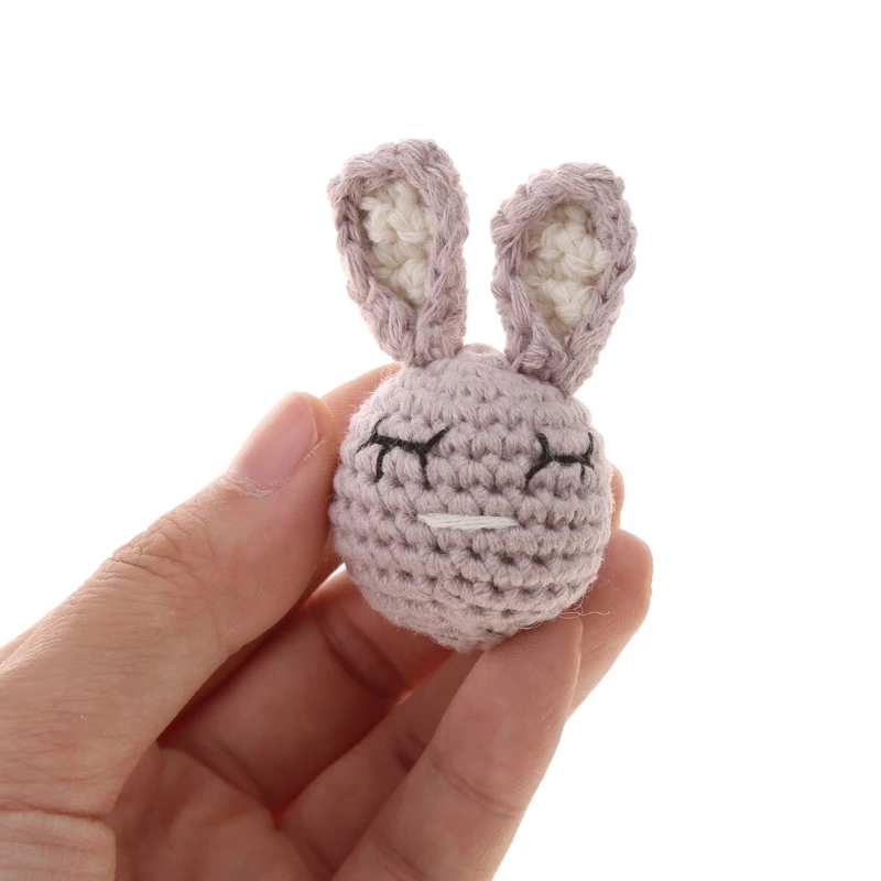 Crochet Rabbit Loose Beads for Infant Teether Clip Anti-Drop Pacifier Chain Rattle Toy DIY Accessory Baby Teething Gift