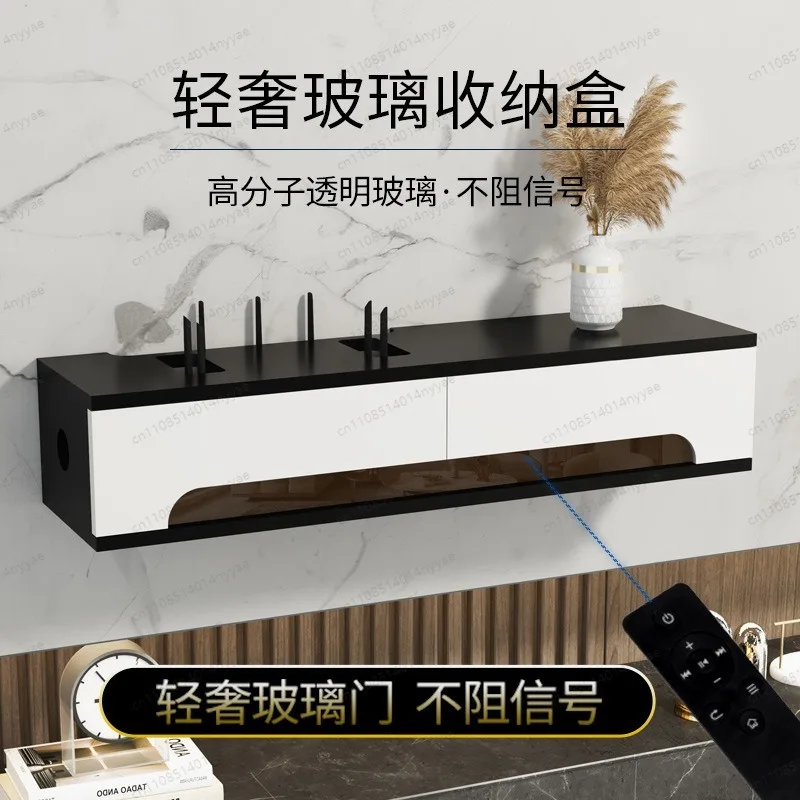 No Drill Wall Mount Router Shelf Set-Top Box Holder Cable Organizer Storage Rack for Living Room
