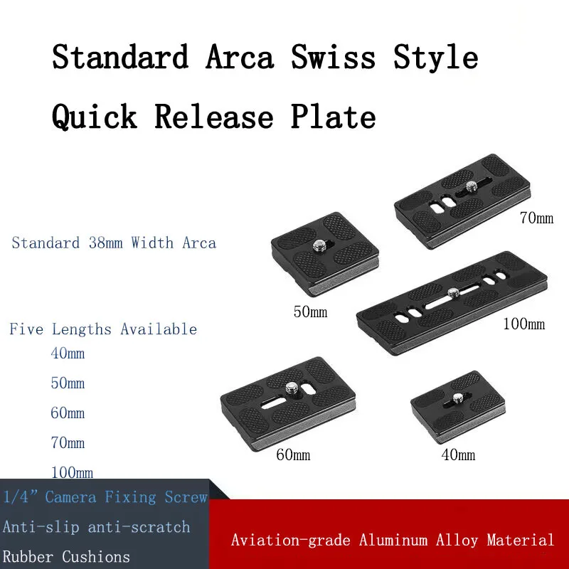 PyroGraphy Standard Arca Swiss Style Quick Release Plates Standard 38mm Width 40mm/50mm/60mm/70mm/100mm Five Lengths Available