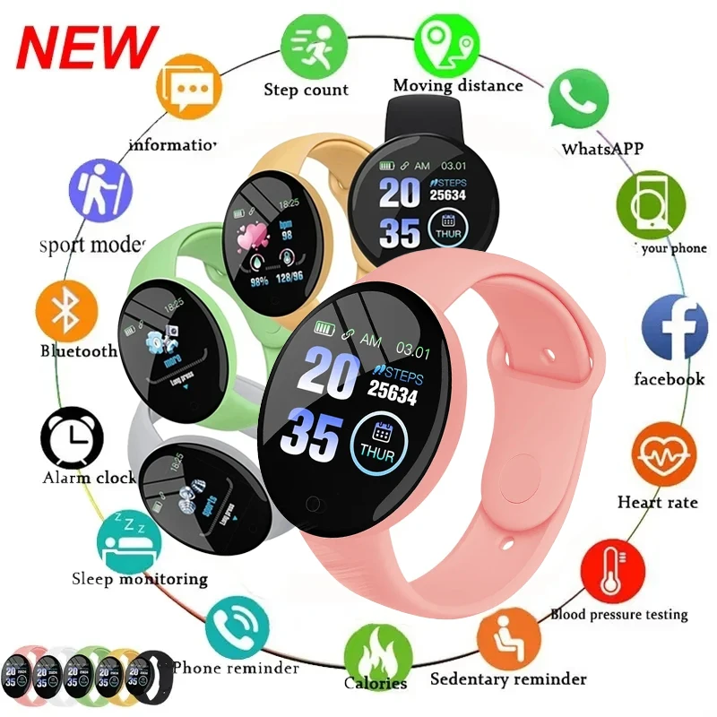 New D18 Multifunctional Smart Watch Men Women Bluetooth Connected Phone Music Fitness Sports Bracelet Sleep Monitor Smartwatch