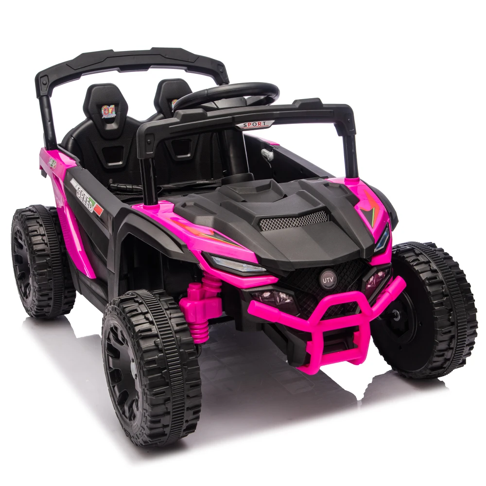 24V キッズ用UTV 2WD 四輪サスペンション 衝突防止バー 高い車体構造 滑り止めグリップホイール 乗用玩具 3歳以上向け